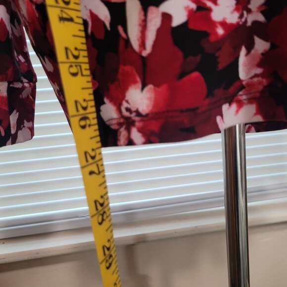 NWT Knit Top ANNE KLEIN PETITE Size PXXL Long Sleeve Fire Red Multi Black White - Picture 4 of 14